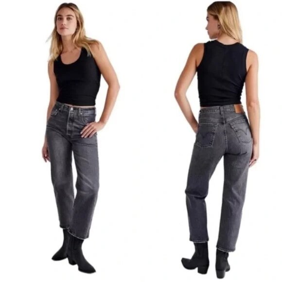 NWT Levis Womens 24x27 Ribcage Straight Ankle Premium Button Fly Jeans NEW - Picture 1 of 10